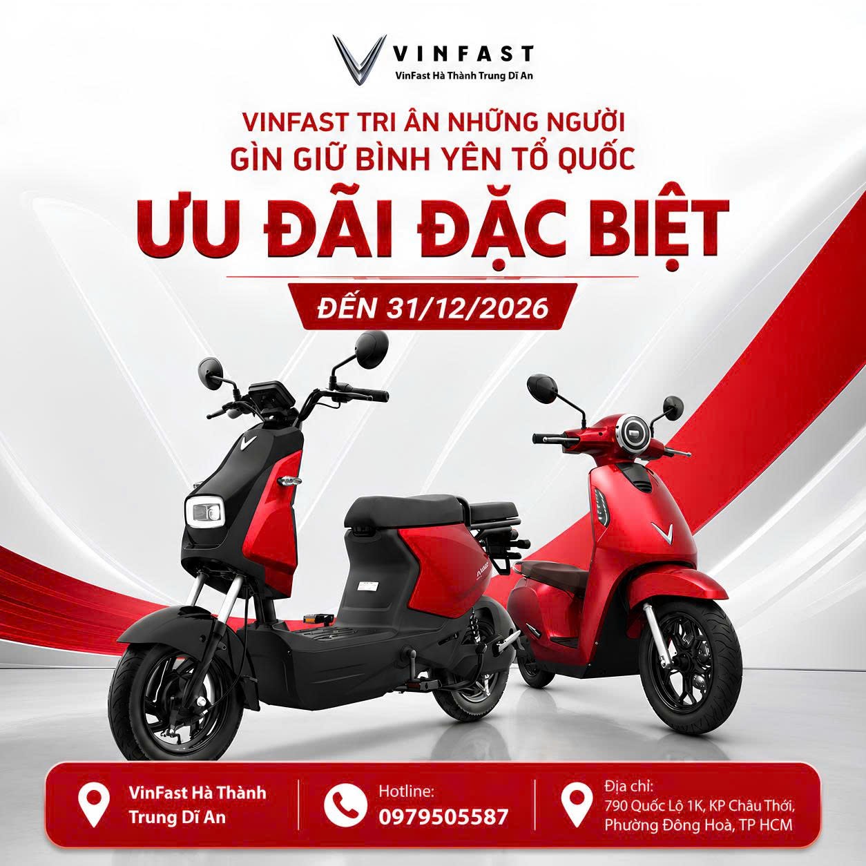 Xe máy điện VinFast khuyến mãi 2026 tại đại lý
