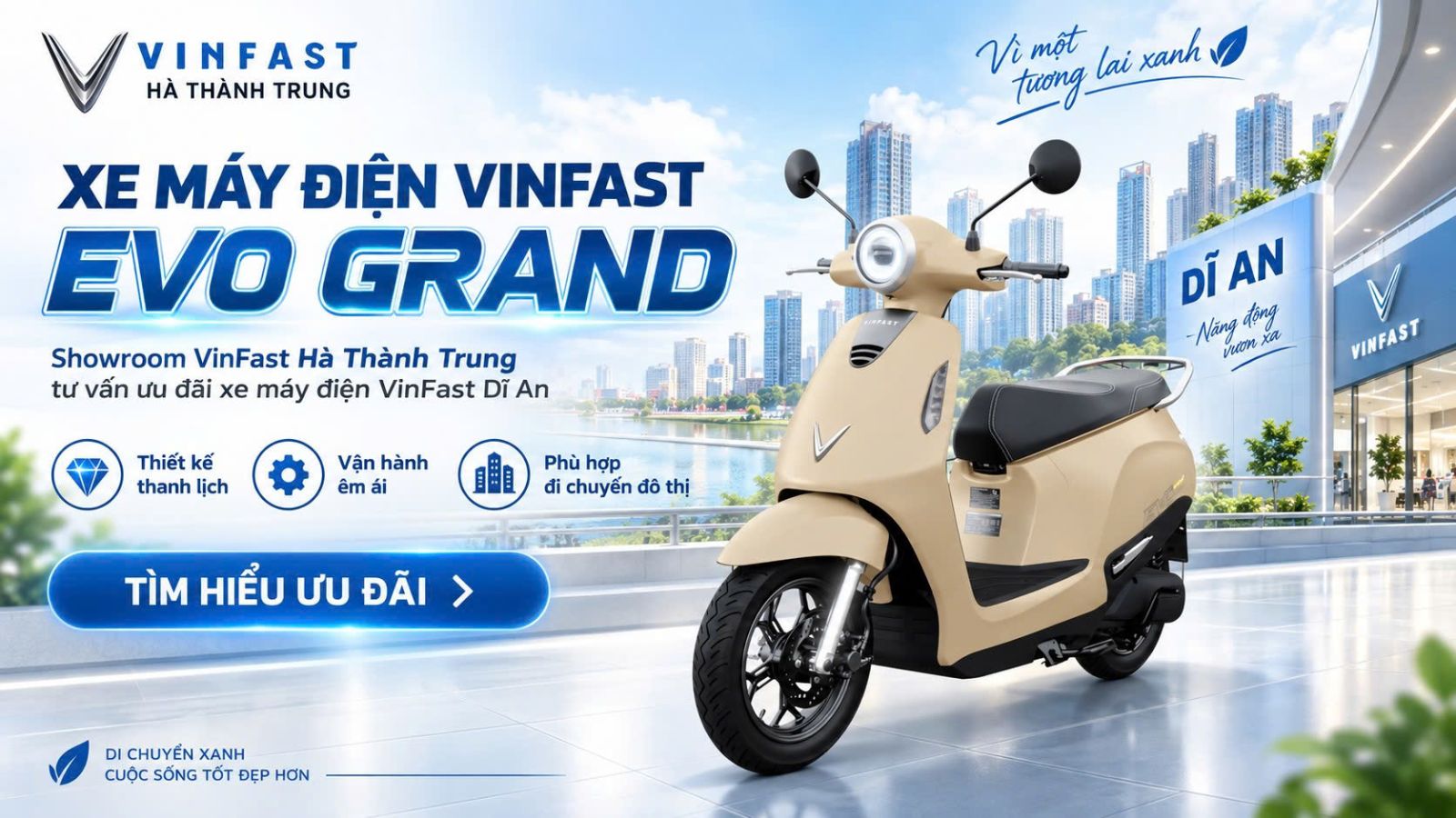 showroom tư vấn ưu đãi xe máy điện VinFast Dĩ An tại Hà Thành Trung